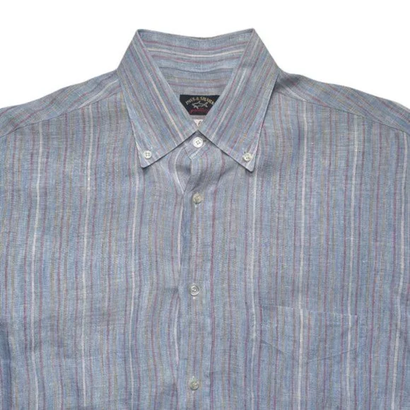Paul & Shark Slate Blue Linen Button Front Shirt - Picture 3 of 14